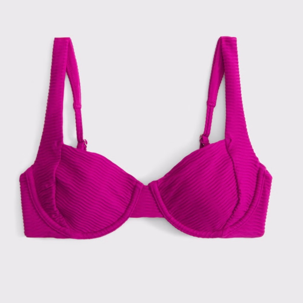 Abercrombie & Fitch wide strap underwire bikini top in fuchsia